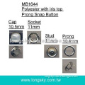 (#MB1644) four part prongs snap button with iris top polyester resin center
